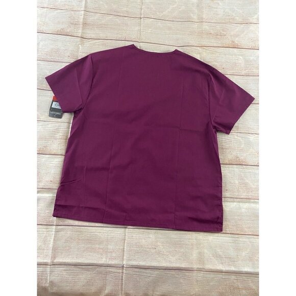 NWT Dickies Burgundy V Neck Short Sleeve Scrub Top - Large - Picture 9 of 10